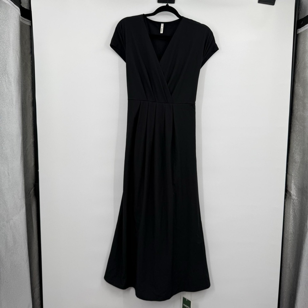 Halara Breezeful Dress Womens Large Black Maxi Cap Sleeve Stretch‎ Casual Active